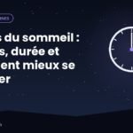 Illustration de nuit avec une courbe en vagues représentant les cycles du sommeil