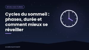 Illustration de nuit avec une courbe en vagues représentant les cycles du sommeil