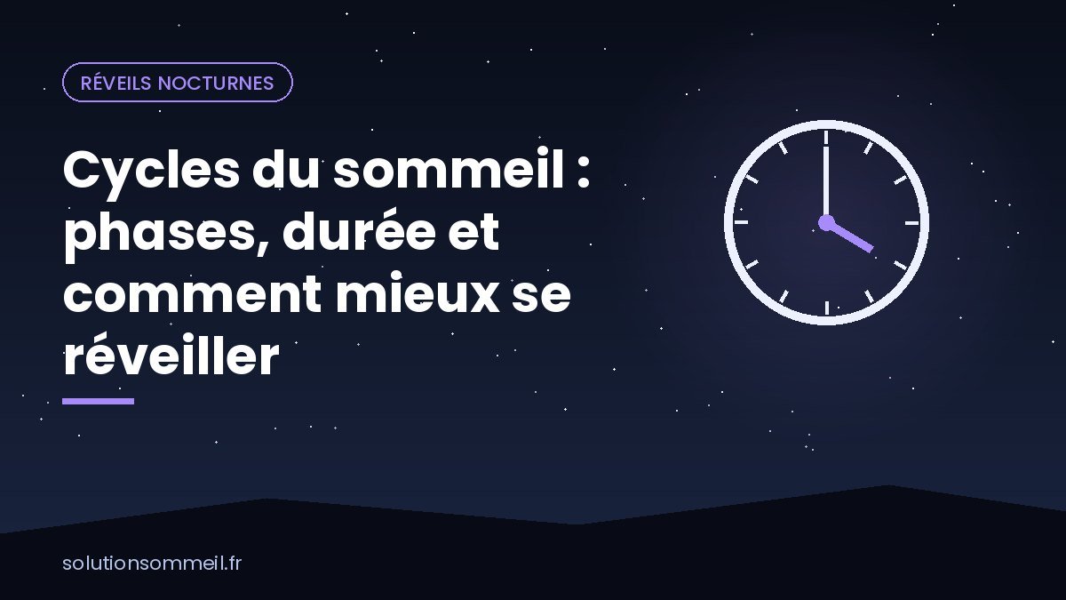 Illustration de nuit avec une courbe en vagues représentant les cycles du sommeil