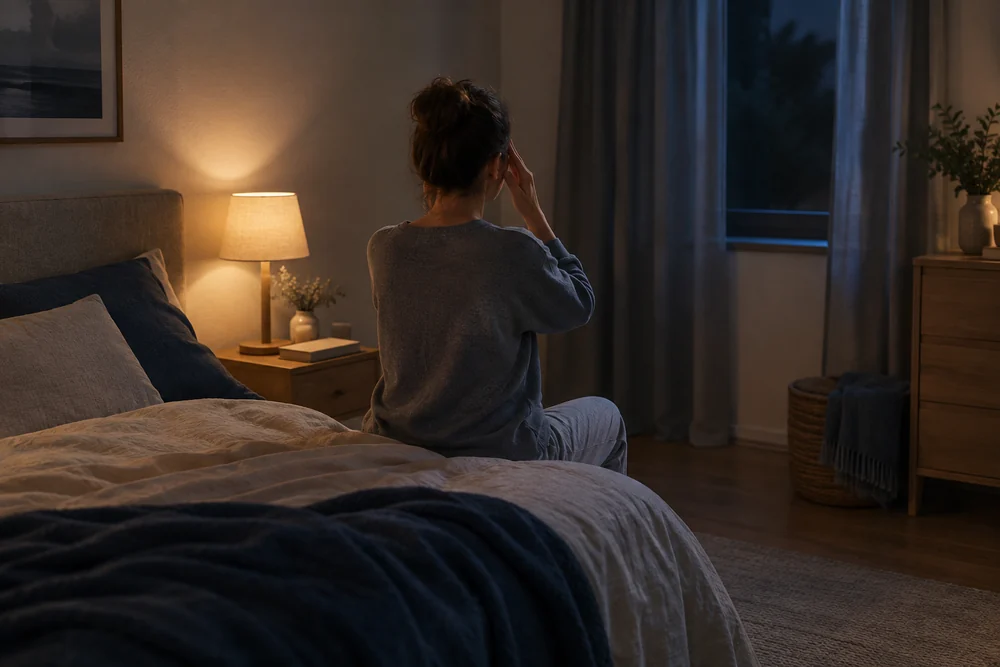 Bruxisme : massage doux des joues et des tempes le soir pour détendre la mâchoire avant de dormir